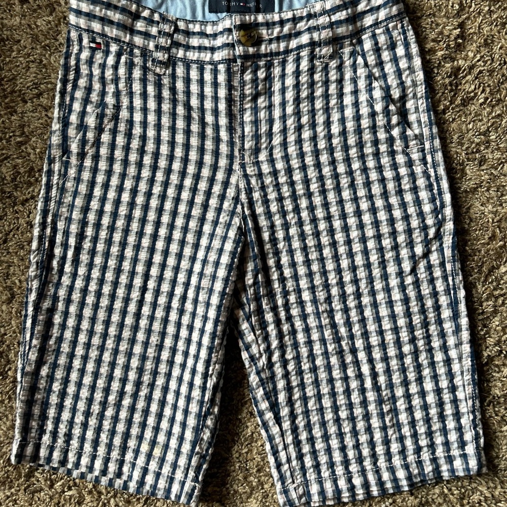 Tommy Hilfiger Navy and White Plaid Kids Shorts